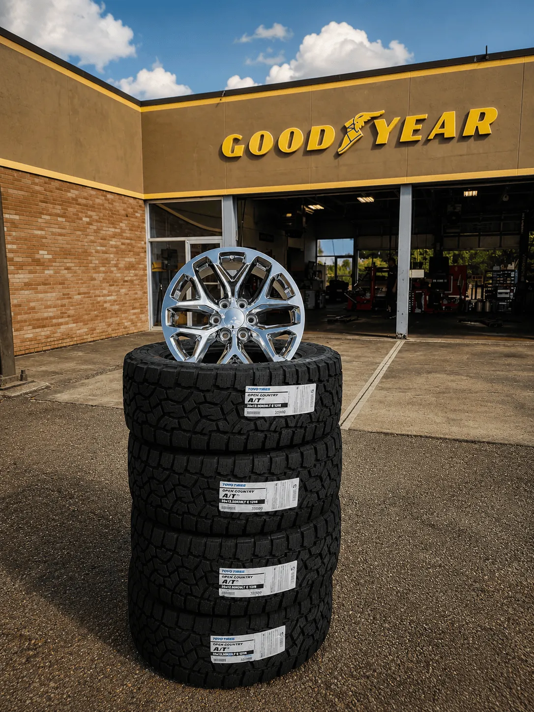 Goodyear tires on display at Thomas Tire in Pearl, MS